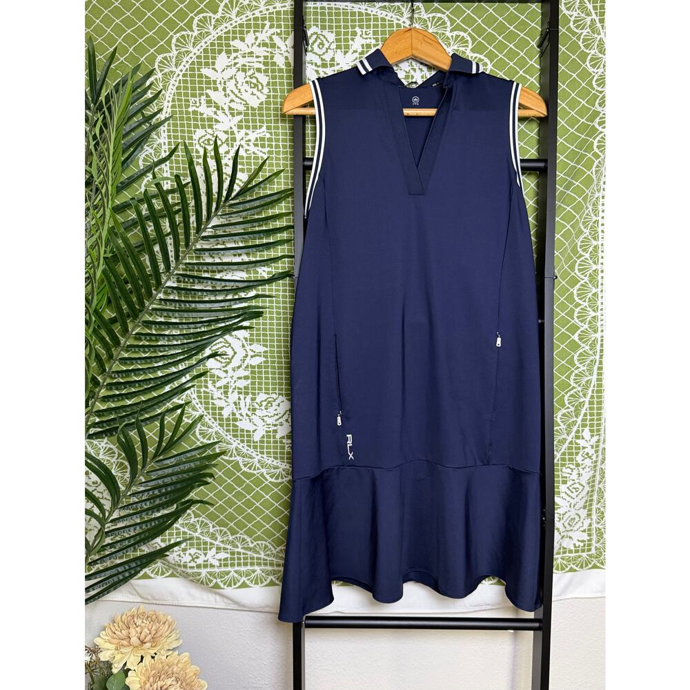 RLX Ralph Lauren Navy Blue Sleeveless Golf Dress - Size M‎ - Ruffle Hem